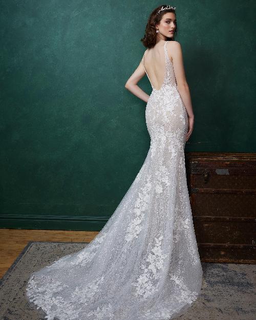 La23256 sexy backless wedding dress with lace and v neckline1